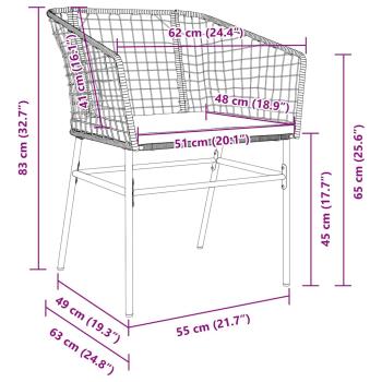 Set aus 3 Schwarz Poly-Rattan, Pulverbeschichteter Stahl Standard