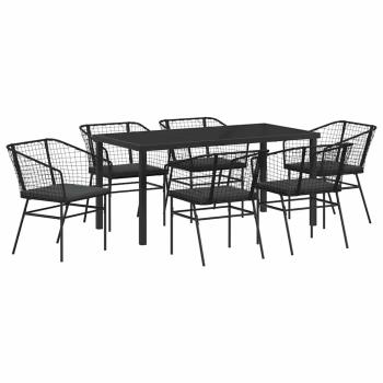 Set aus 4 Schwarz Poly-Rattan Zweisitzer