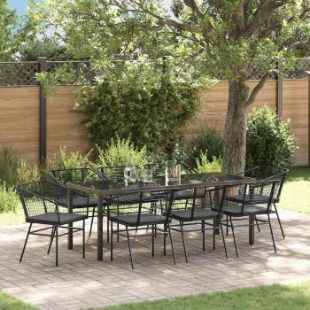 ARDEBO.de - Garten Essgruppe 9 pcs Schwarz Poly-Rattan