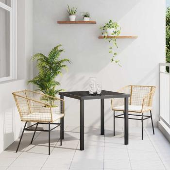 ARDEBO.de - 3-teiliges Garten-Essset mit Kissen Braun Poly-Rattan