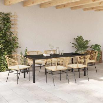 Garten Essgruppe 7 stk. Braun Poly-Rattan