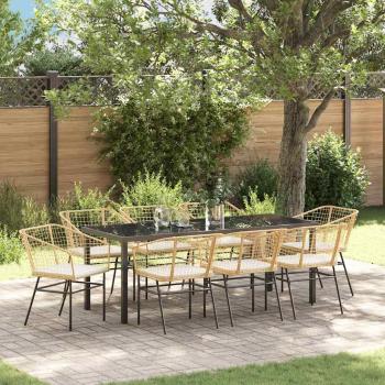 ARDEBO.de - Garten Essgruppe 9 stk. Braun Poly-Rattan