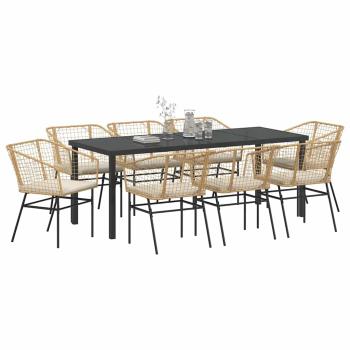 Garten Essgruppe 9 stk. Braun Poly-Rattan