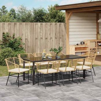 Garten Essgruppe 9 stk. Braun Poly-Rattan