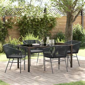 ARDEBO.de - Set aus 3 Schwarz PE-Rattan, pulverbeschichteter Stahl Mittel