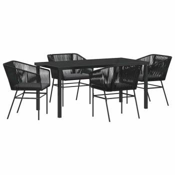 Set aus 3 Schwarz PE-Rattan, pulverbeschichteter Stahl Mittel