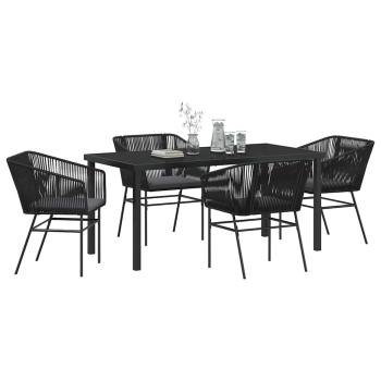 Set aus 3 Schwarz PE-Rattan, pulverbeschichteter Stahl Mittel