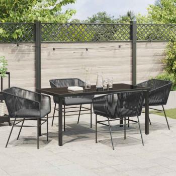 Set aus 3 Schwarz PE-Rattan, pulverbeschichteter Stahl Mittel