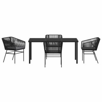 Set aus 3 Schwarz PE-Rattan, pulverbeschichteter Stahl Mittel