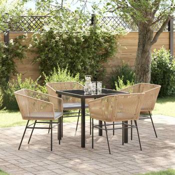 ARDEBO.de - Set aus 3 Braun PE-Rattan Mittel Gartenstuhl Quadratisch