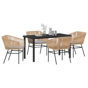 Set aus 3 Braun und Hellgrau PE-Rattan Sitzgröße: 49 x 47,5 cm