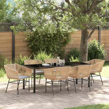 ARDEBO.de - Garten Essgruppe 7 stk. Braun Pulverbeschichteter Stahl