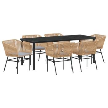 Garten Essgruppe 7 stk. Braun Pulverbeschichteter Stahl