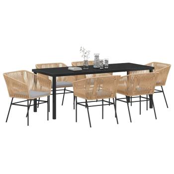 Garten Essgruppe 7 stk. Braun Pulverbeschichteter Stahl