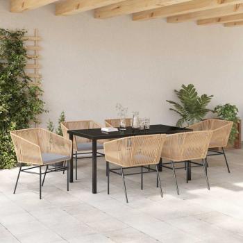 Garten Essgruppe 7 stk. Braun Pulverbeschichteter Stahl