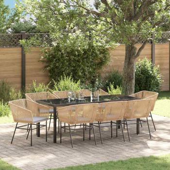ARDEBO.de - Garten Essgruppe 9 stk. Braun Pulverbeschichteter Stahl
