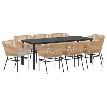Garten Essgruppe 9 stk. Braun Pulverbeschichteter Stahl