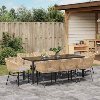 Garten Essgruppe 9 stk. Braun Pulverbeschichteter Stahl