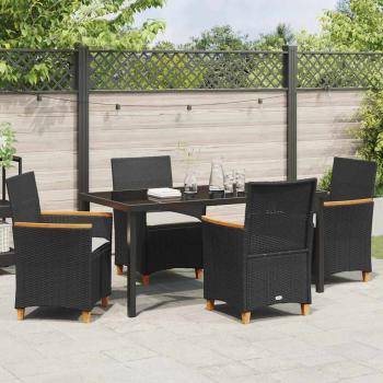 5-teiliges Gartenset mit Kissen Schwarz Poly-Rattan