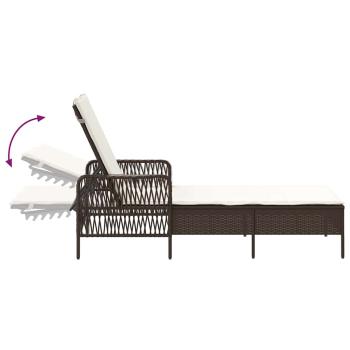 Sonnenliege Braun und creme weiß PE Rattan 157 x 55 x 92 cm