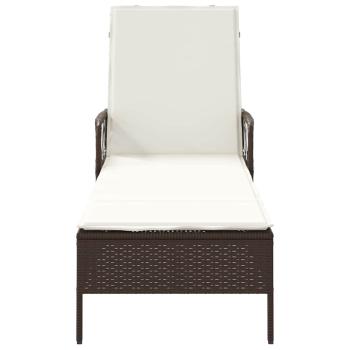 Sonnenliege Braun und creme weiß PE Rattan 157 x 55 x 92 cm