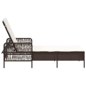Sonnenliege Braun und creme weiß PE Rattan 157 x 55 x 92 cm