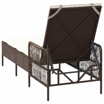 Sonnenliege Braun und creme weiß PE Rattan 157 x 55 x 92 cm