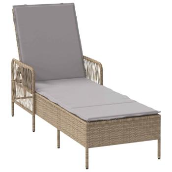 Sonnenliege Beige und Hellgrau PE Rattan 157 x 55 x 92 cm Faltbar