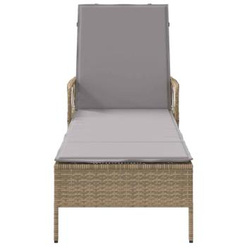 Sonnenliege Beige und Hellgrau PE Rattan 157 x 55 x 92 cm Faltbar