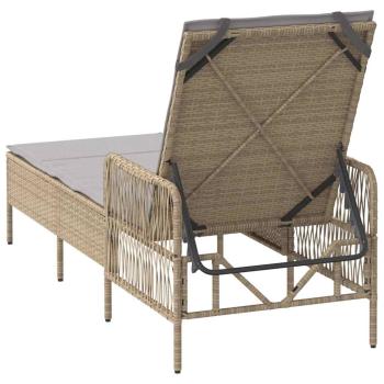 Sonnenliege Beige und Hellgrau PE Rattan 157 x 55 x 92 cm Faltbar