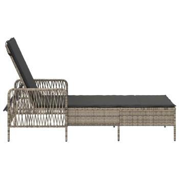 Sonnenliege Hellgrau PE Rattan 157 x 55 x 92 cm Faltbar