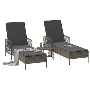 Sonnenliege Set Set aus 3 Grau und Dunkelgrau PE Rattan