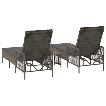 Sonnenliege Set Set aus 3 Grau und Dunkelgrau PE Rattan