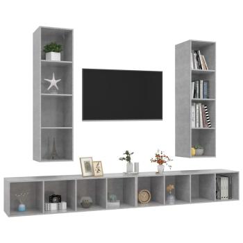 TV-Wandschränke 4 Stk. Betongrau Holzwerkstoff