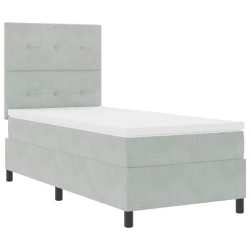Boxspringbett mit Matratze Hellgrau Einzelvelours