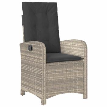 5-teiliges Garten-Dining-Set mit Kissen Hellgrau Poly-Rattan