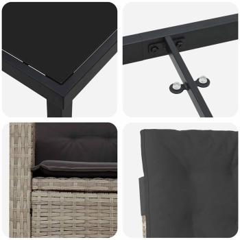 5-teiliges Garten-Dining-Set mit Kissen Hellgrau Poly-Rattan