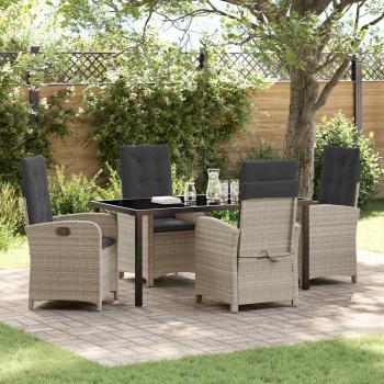 ARDEBO.de - 5-teiliges Garten-Dining-Set mit Kissen in Hellgrau