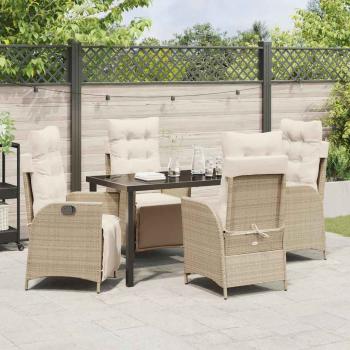 5-teiliges Garten-Esszimmer-Set, Beige, Poly-Rattan