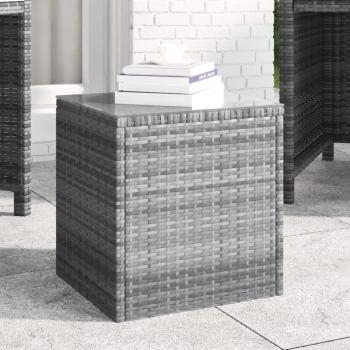 ARDEBO.de - Beistelltisch Grau 40x37x40,5 cm Polyrattan und Hartglas
