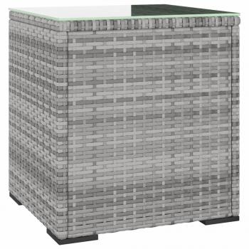 Beistelltisch Grau 40x37x40,5 cm Polyrattan und Hartglas