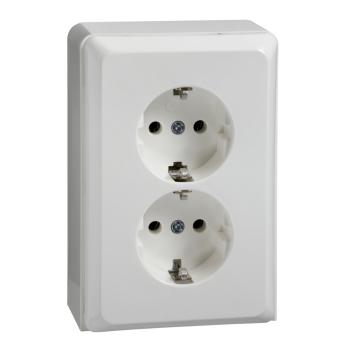 ARDEBO.de - 515514 Steckdose im Geräteträger 2-fach 16A RENOVIERUNG Schraubklemme reinweiß