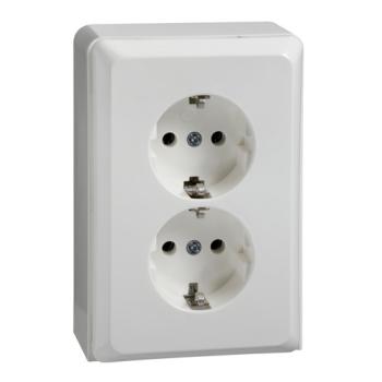 Schneider / Elso 515514 Steckdose im Geräteträger 2-fach 16A RENOVIERUNG Schraubklemme reinweiß