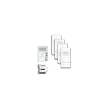 ARDEBO.de TCS PAAF041/001 audio:pack Aufputz für 4 Wohneinheiten, mit Außenstation PAK 4 Klingeltasten + 4 x Freisprecher ISW5031 + Steuergerät BVS20