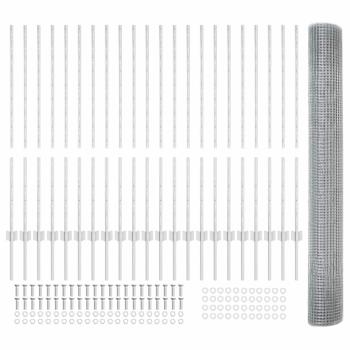 Geschweißter Drahtzaun mit 44 U-Pfählen Silber 1,2x50 m Stahl