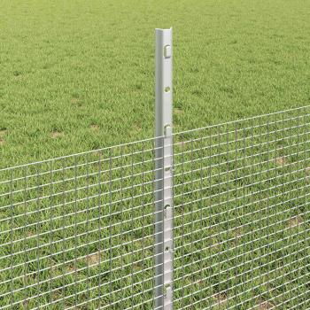 Geschweißter Drahtzaun mit 44 U-Pfosten Silber 0.5x100 m Stahl