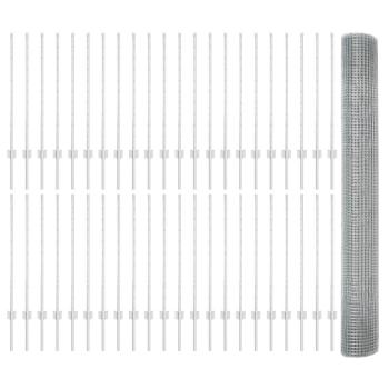 Geschweißter Drahtzaun mit 88 U-Pfosten Silber 1x100 m Stahl
