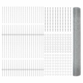 Geschweißter Drahtzaun mit 88 U-Pfosten Silber 1x100 m Stahl