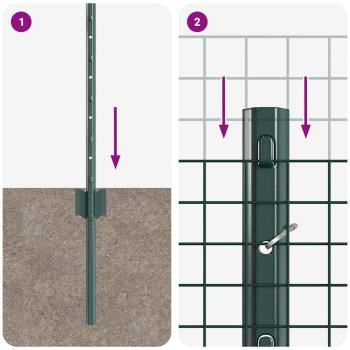 Schweißdrahtzaun mit 5 U-Posts Grün 0.4x10 m Stahl