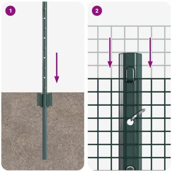 Schweißdrahtzaun mit 5 U-Posts Grüner 0.6x10 m Stahl